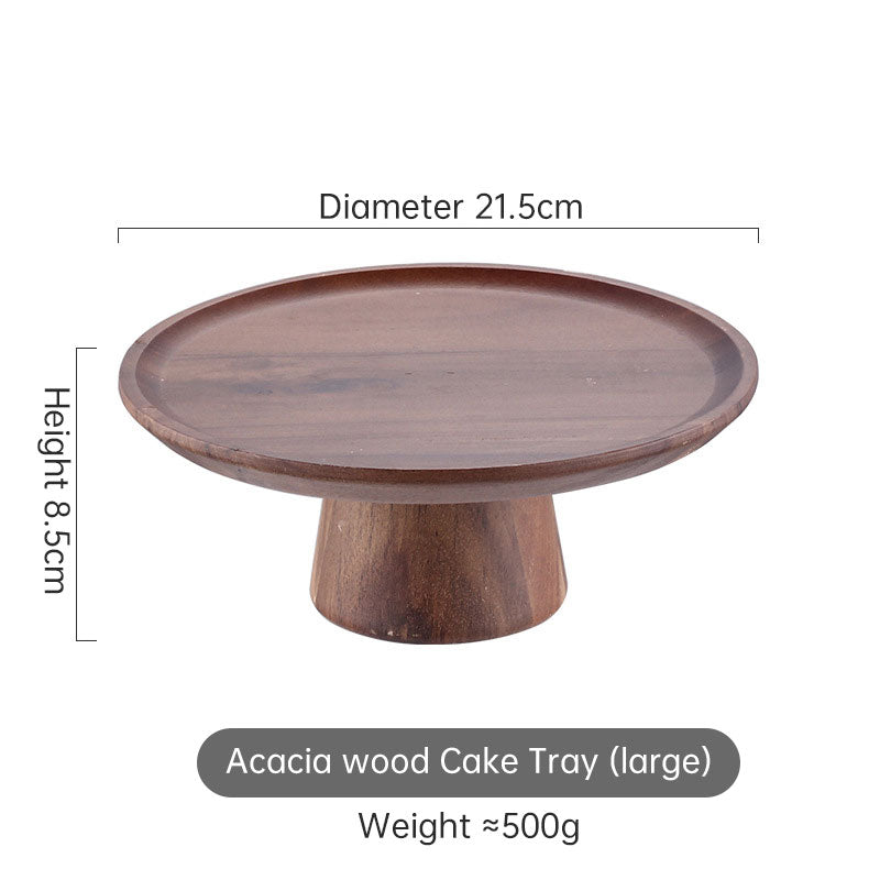 Acacia wood tall fruit tray decoration living room home tea table snacks wooden cake plate