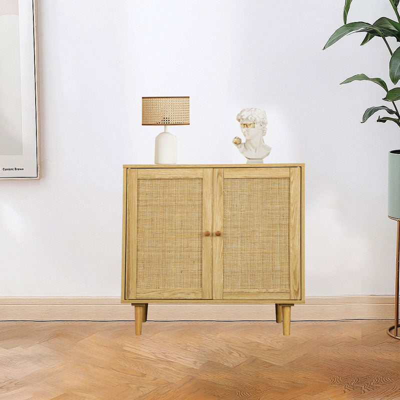 Rattan Storage Cabinet: Accent Cabinet with Doors Buffet Cabinet with Storage for Living Room Hallway Bedroom